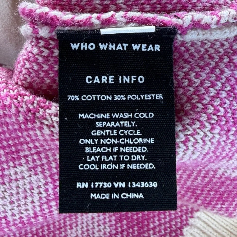 Who What Wear Women's Pink & Ivory Checked Cardigan Sweater XS Classic Old Money - Picture 6 of 10
